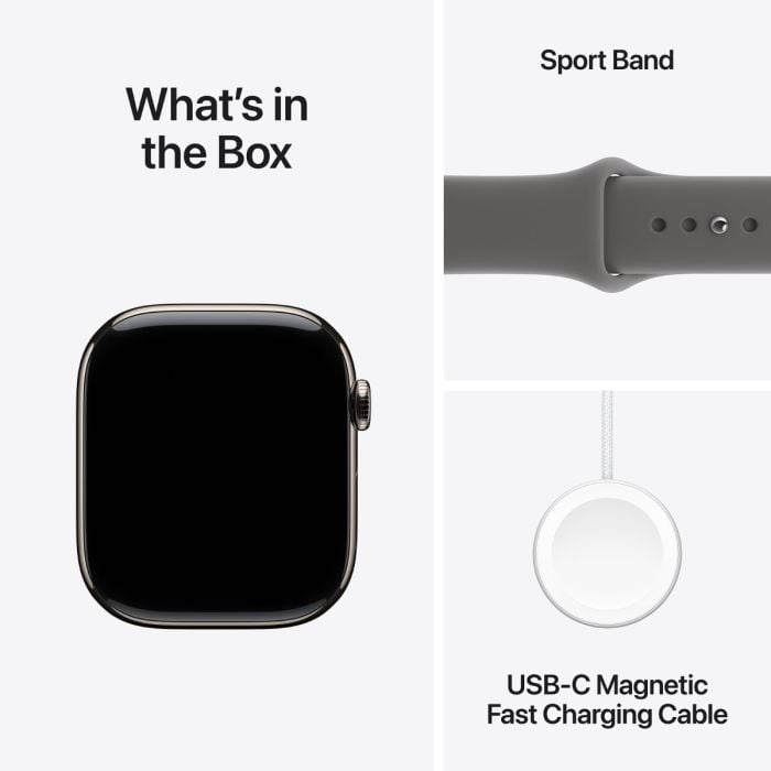 Apple Watch Series 11 Natural Titanium Case with Stone Grey Sport Band - Oraxxi