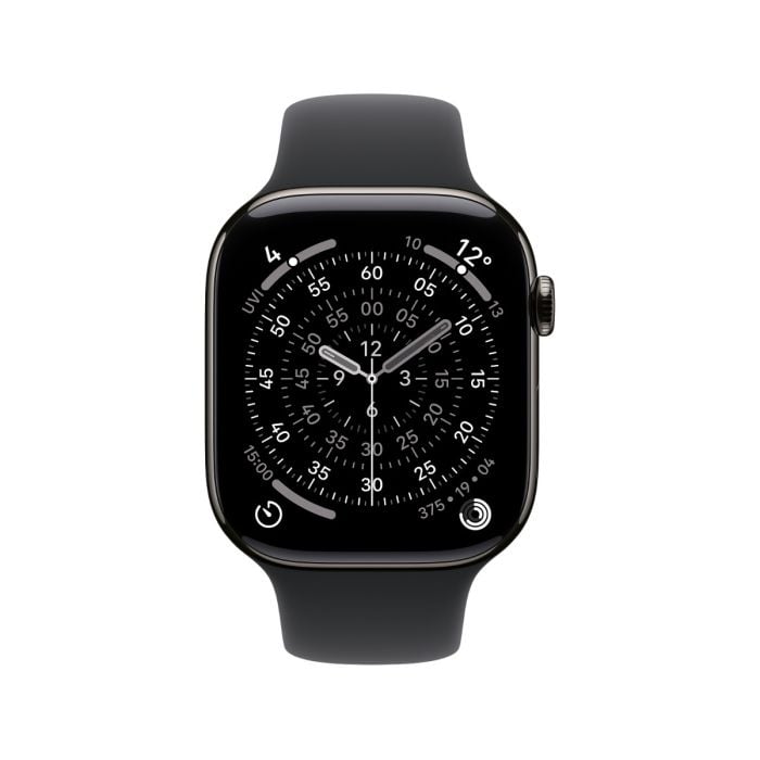 Apple Watch Series 11 Slate Titanium Case with Black Sport Band - Oraxxi