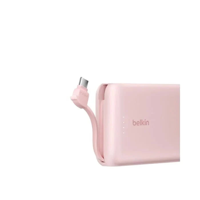 Belkin 10 000 mAh 20W Power Bank with USB - C Integrated Cable and USB - C port - Pink - Oraxxi