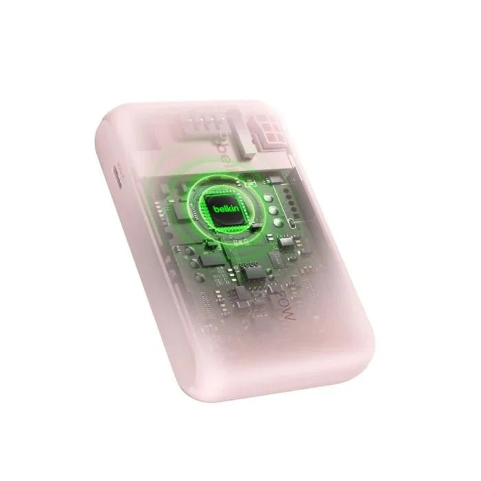 Belkin 10 000 mAh 20W Power Bank with USB - C Integrated Cable and USB - C port - Pink - Oraxxi