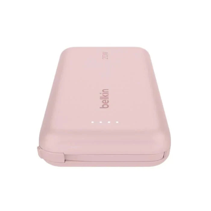 Belkin 10 000 mAh 20W Power Bank with USB - C Integrated Cable and USB - C port - Pink - Oraxxi