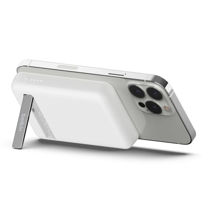 Belkin 5K Magnetic Wireless 5000mAh Power Bank + Kick Stand - White - Oraxxi