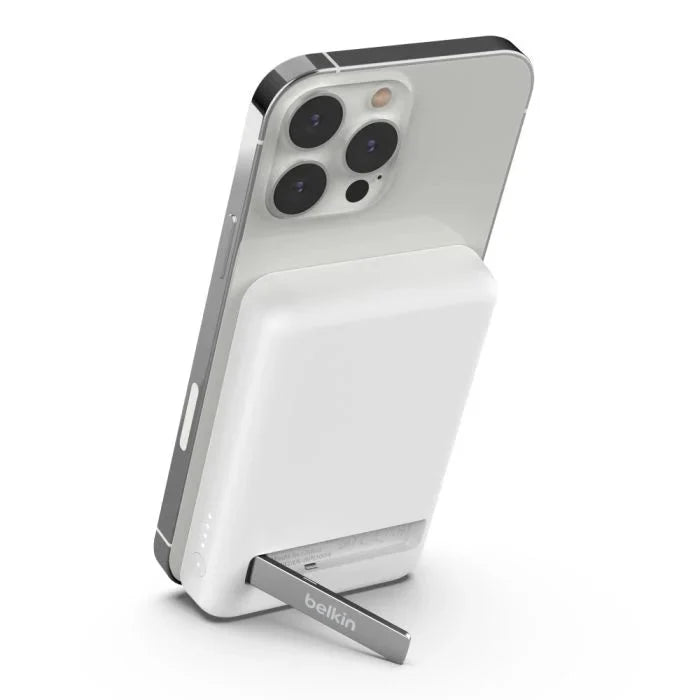 Belkin 5K Magnetic Wireless 5000mAh Power Bank + Kick Stand - White - Oraxxi