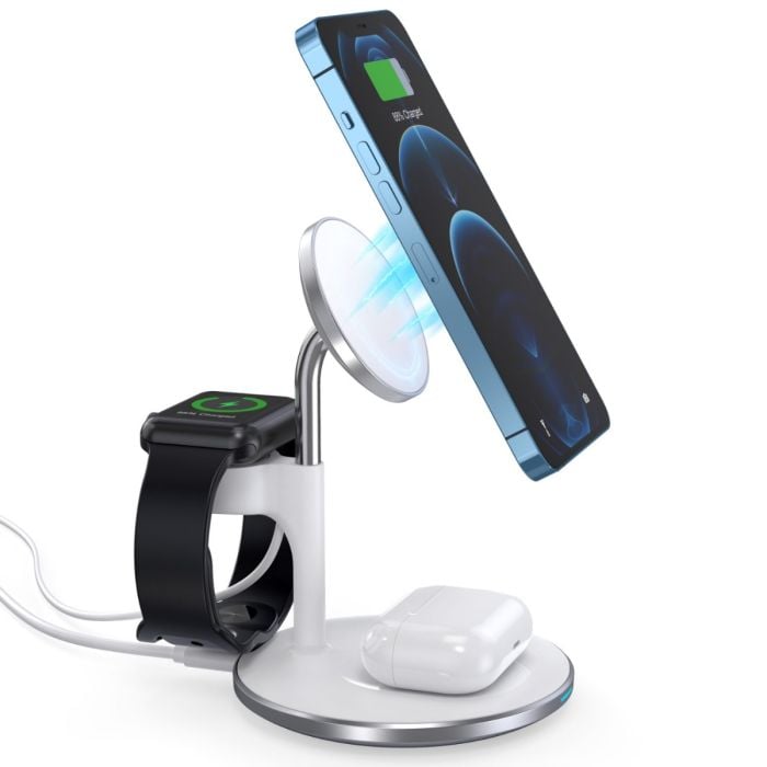 Choetech 3 - in - 1 15W Fast Magnetic Charging Stand - White - Oraxxi