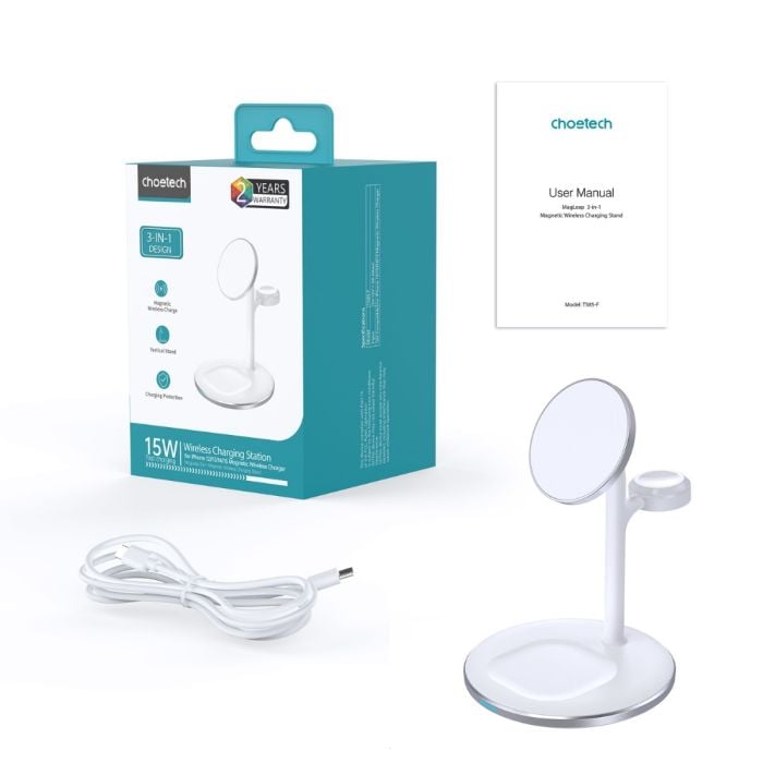 Choetech 3 - in - 1 15W Qi2 Magnetic Charging Stand - Black - Oraxxi