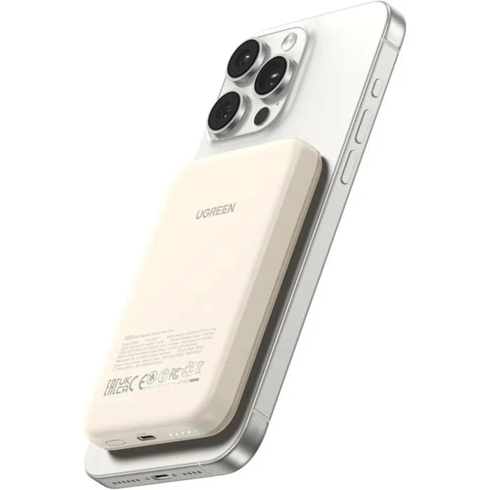 UGREEN Magnetic 5000mAh Wireless 15W Power Bank - Cream - Oraxxi